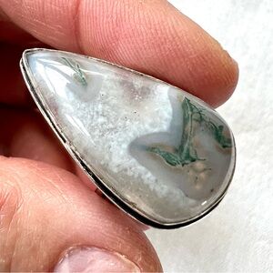 925 Sacred Flow Moss Agate Dendrite Ring 7.5